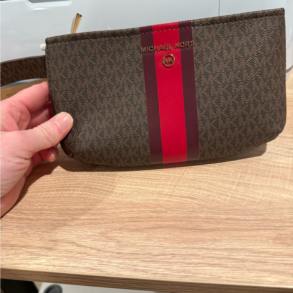 Michael Kors Brown and Red Belt Bag